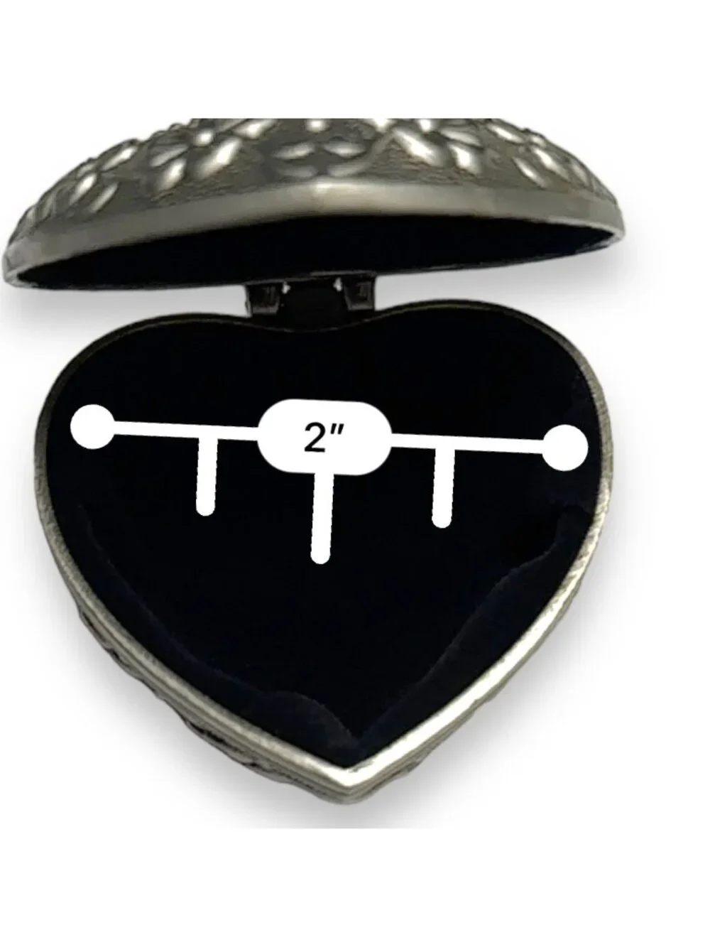 Heart-Shaped Floral Metal Trinket Box With Velvet Lining 2